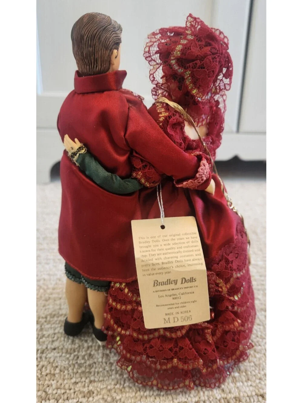 Bradley Dolls Christmas Couple Wind Up Toy Vintage NWT Holiday Decoration Red